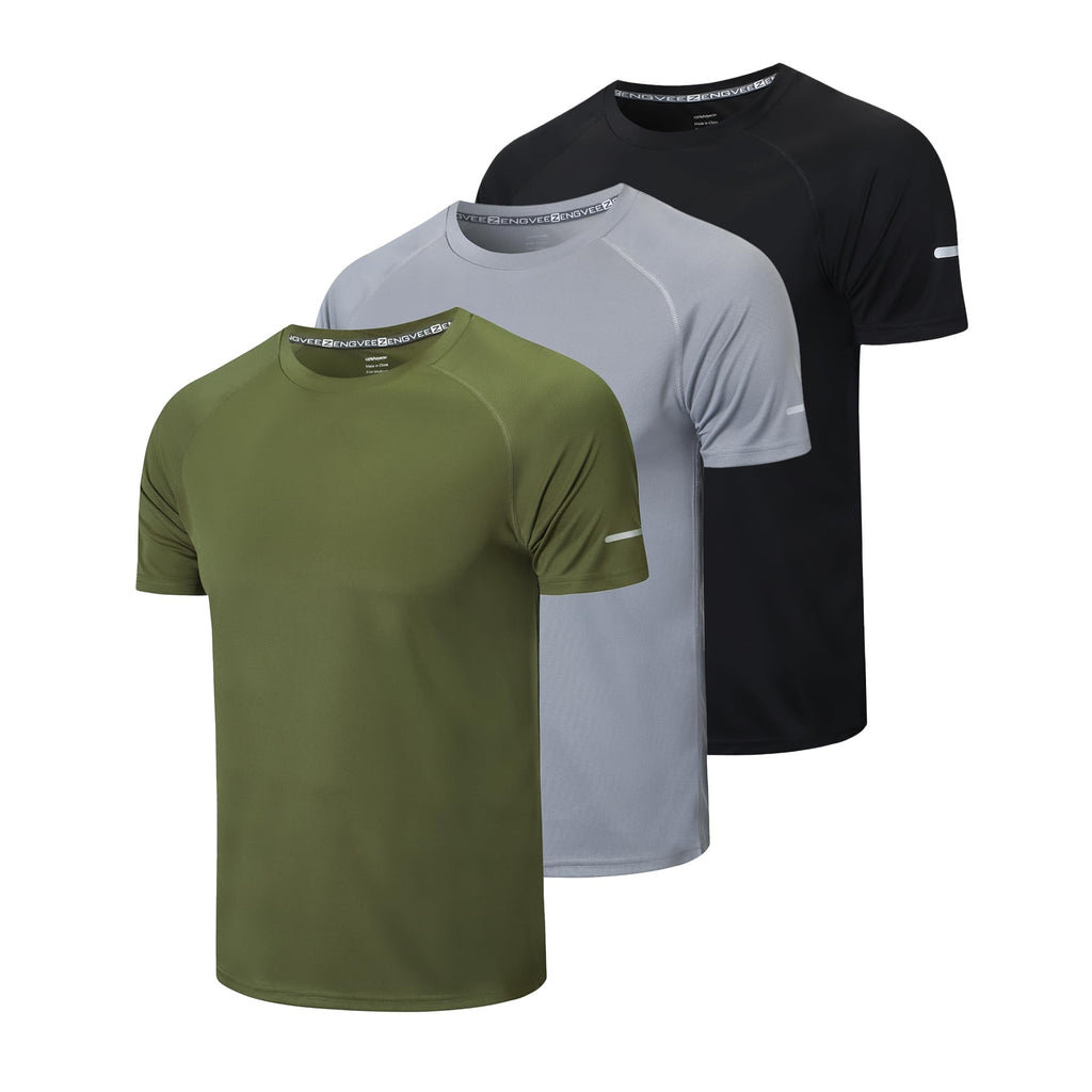 Gaiatiger 1/3 Pack Mens T-Shirts Quick Dry Short Sleeve Tops Running Shirts