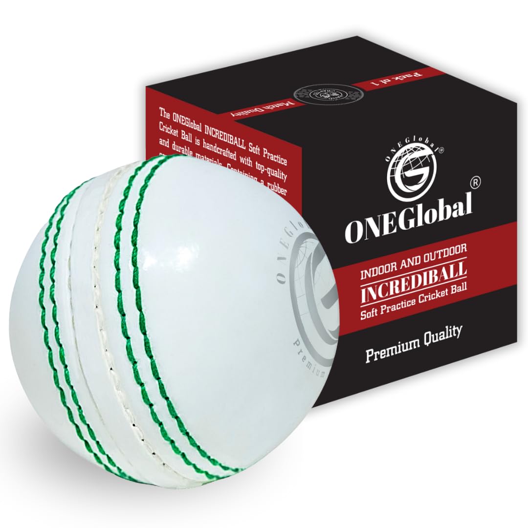 Incrediball Soft Practice Cricket Ball | Outdoor & Indoor Rubber Cricket Ball With Core & Stitched Seam | For Practice, Training & Family Fun | Senior & Junior Size