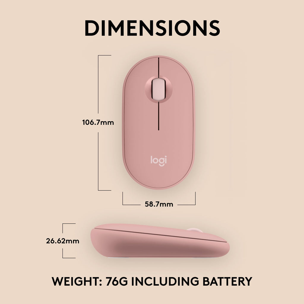 Logitech Pebble Mouse 2 M350s Slim Bluetooth Wireless Mouse