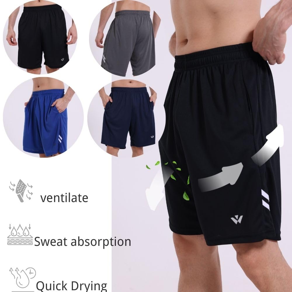 5 Pack Mens Sports Shorts Men's Athletic Shorts with Pockets and Elastic Waistband, Quick Dry Workout Shorts for Men Running Trousers