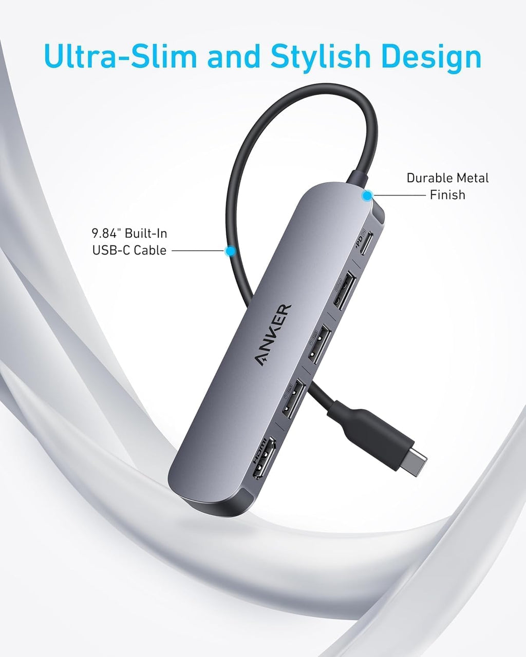 Anker USB C Hub, 7in1 Multi-Port USB Adapter, 4K@60Hz USBC to HDMI Splitter