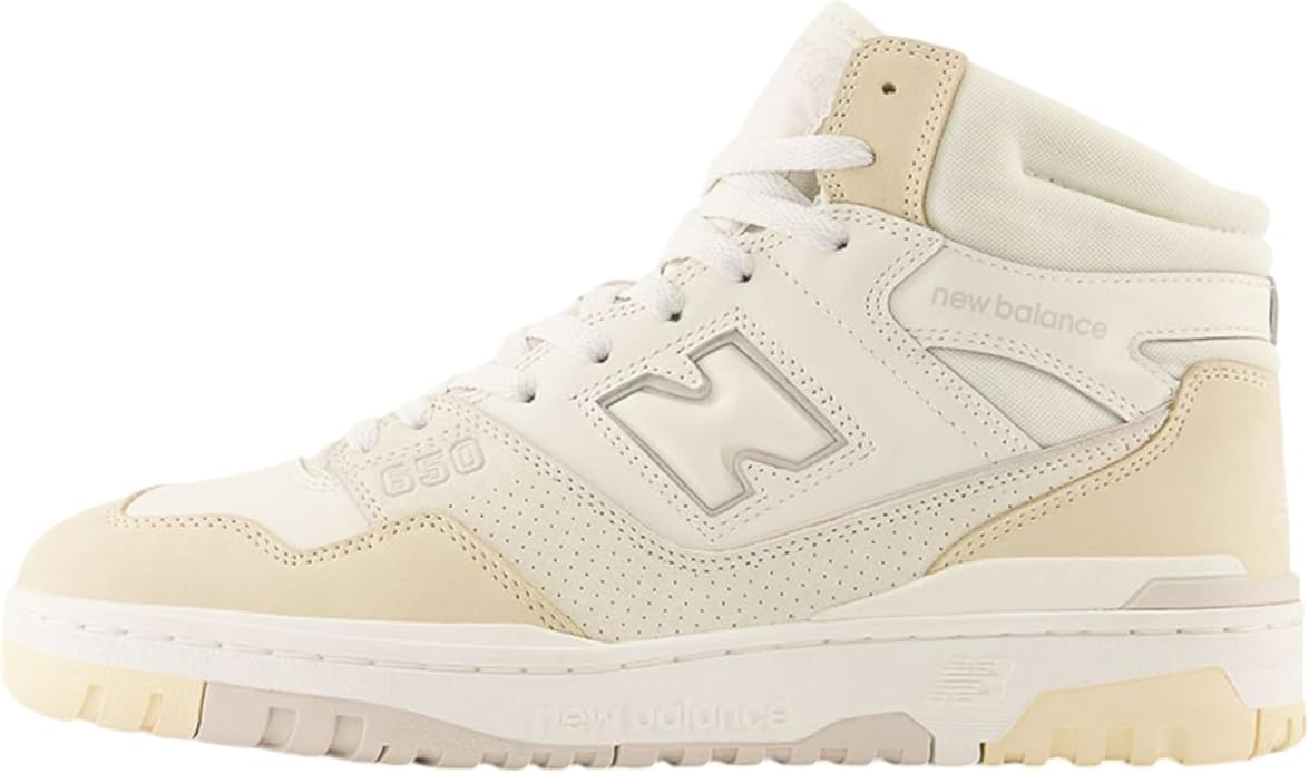 New Balance 650 Sneakers Leather Trainers, Retro Hi-top Unisex Beige