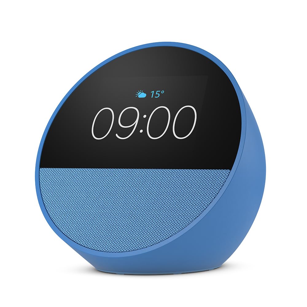 Echo Spot (newest gen), Smart alarm clock with vibrant sound, Black, with Alexa+ Early Access