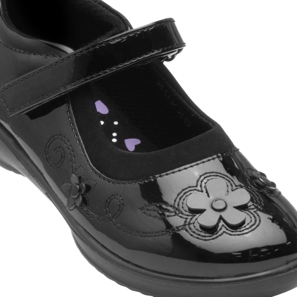 Walkright Collins Girls Black Patent School Shoe