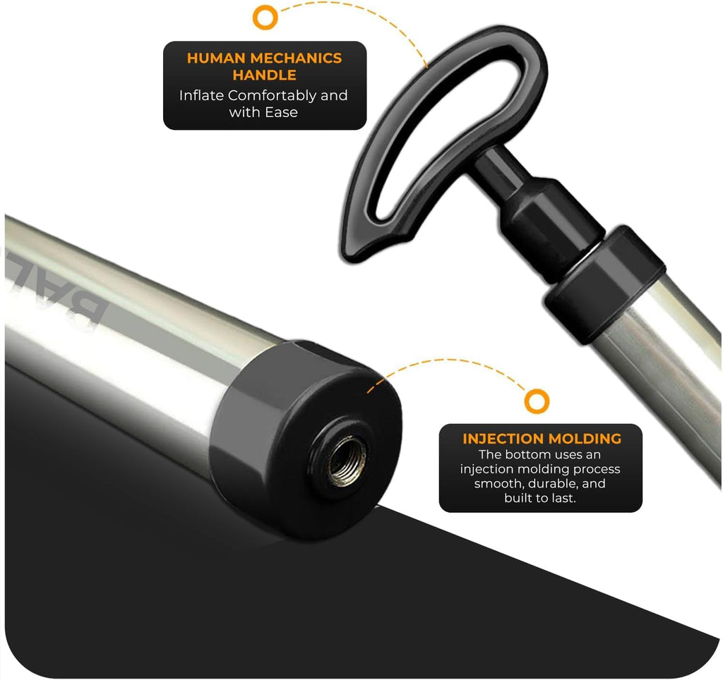 Active 100 Ball Pump with Needle - Football Pump with Nozzle & Extension Hose, for Basketball, Rugby Ball, Durable Aluminium-alloy Tube, Ergonomic Design, Fast Air Inflator