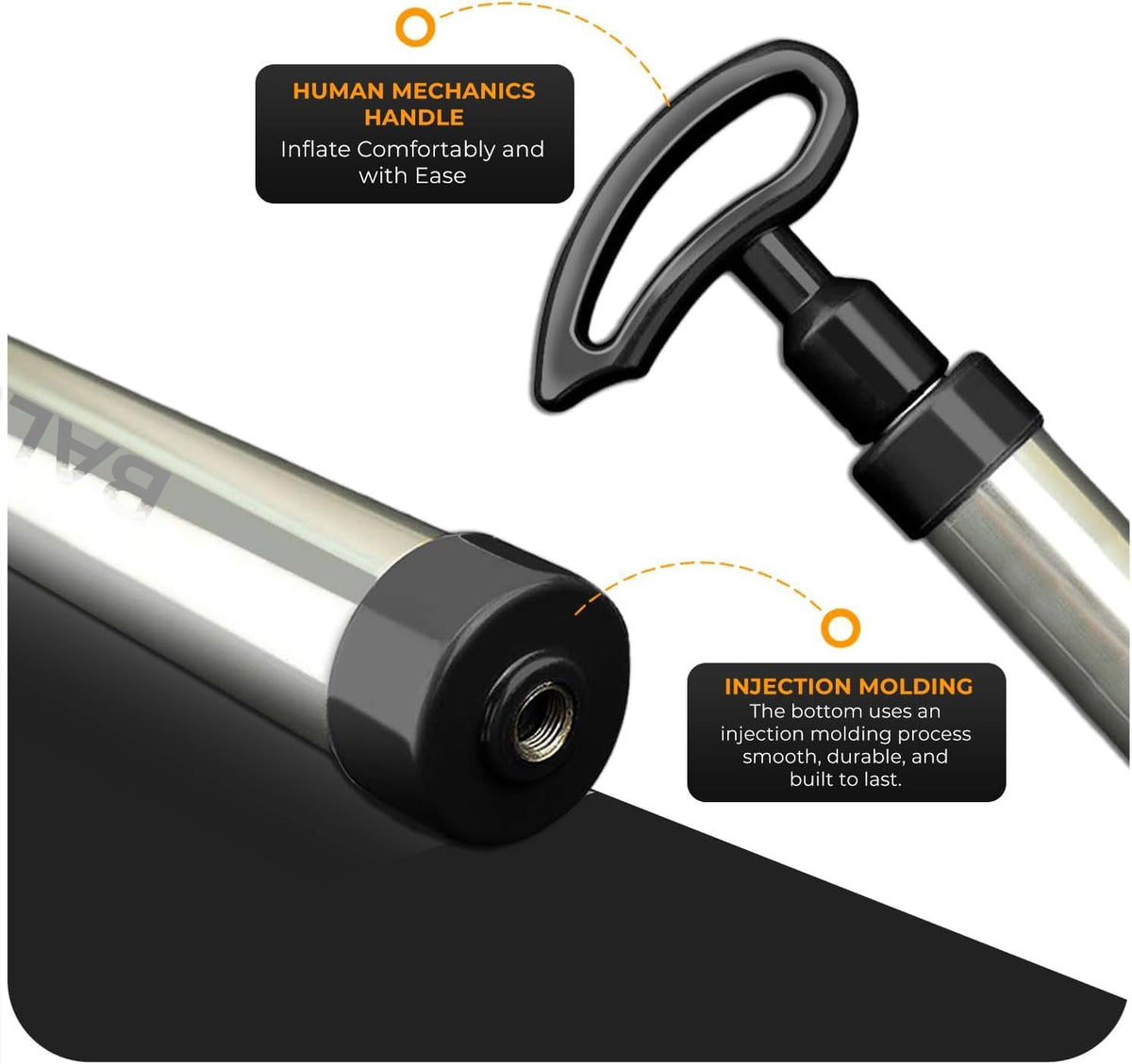 Active 100 Ball Pump with Needle - Football Pump with Nozzle & Extension Hose, for Basketball, Rugby Ball, Durable Aluminium-alloy Tube, Ergonomic Design, Fast Air Inflator