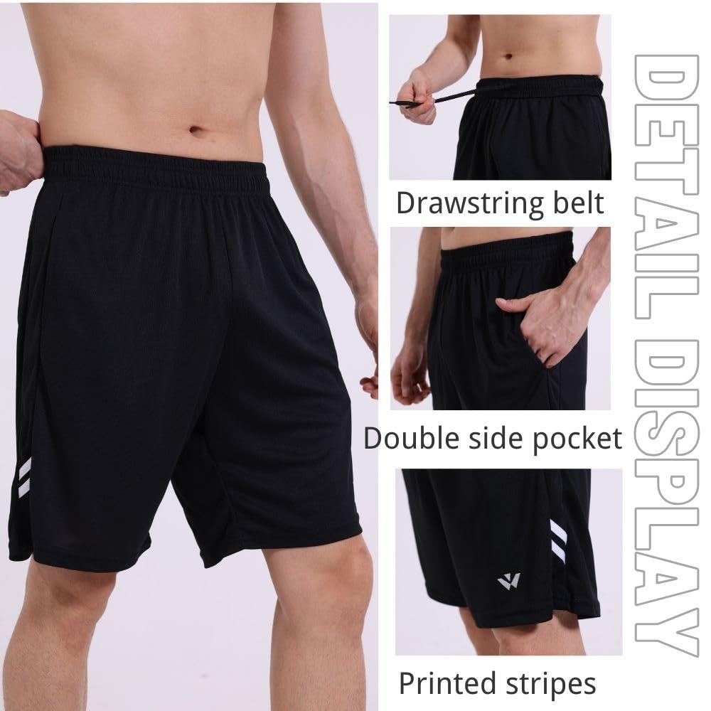5 Pack Mens Sports Shorts Men's Athletic Shorts with Pockets and Elastic Waistband, Quick Dry Workout Shorts for Men Running Trousers