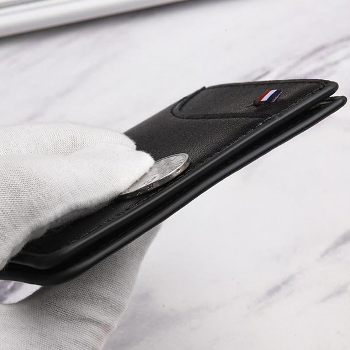 Super Slim Soft Wallet PU Leather Mini Credit Card Wallet Purse Card Holder, Black, 8.5 x 11 cm (3.3 x 4.3 in)