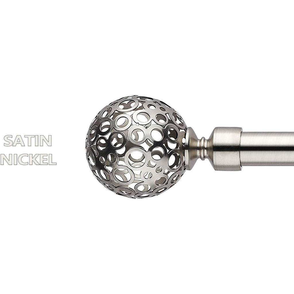 Extendable Curtain Pole 70-120cm Satin Nickel Globe Finials Short Window