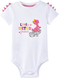 WAWSAM Little Sister Bodysuit Newborn Baby Girls’ Dinosaur Infant Romper Sibling Outfit
