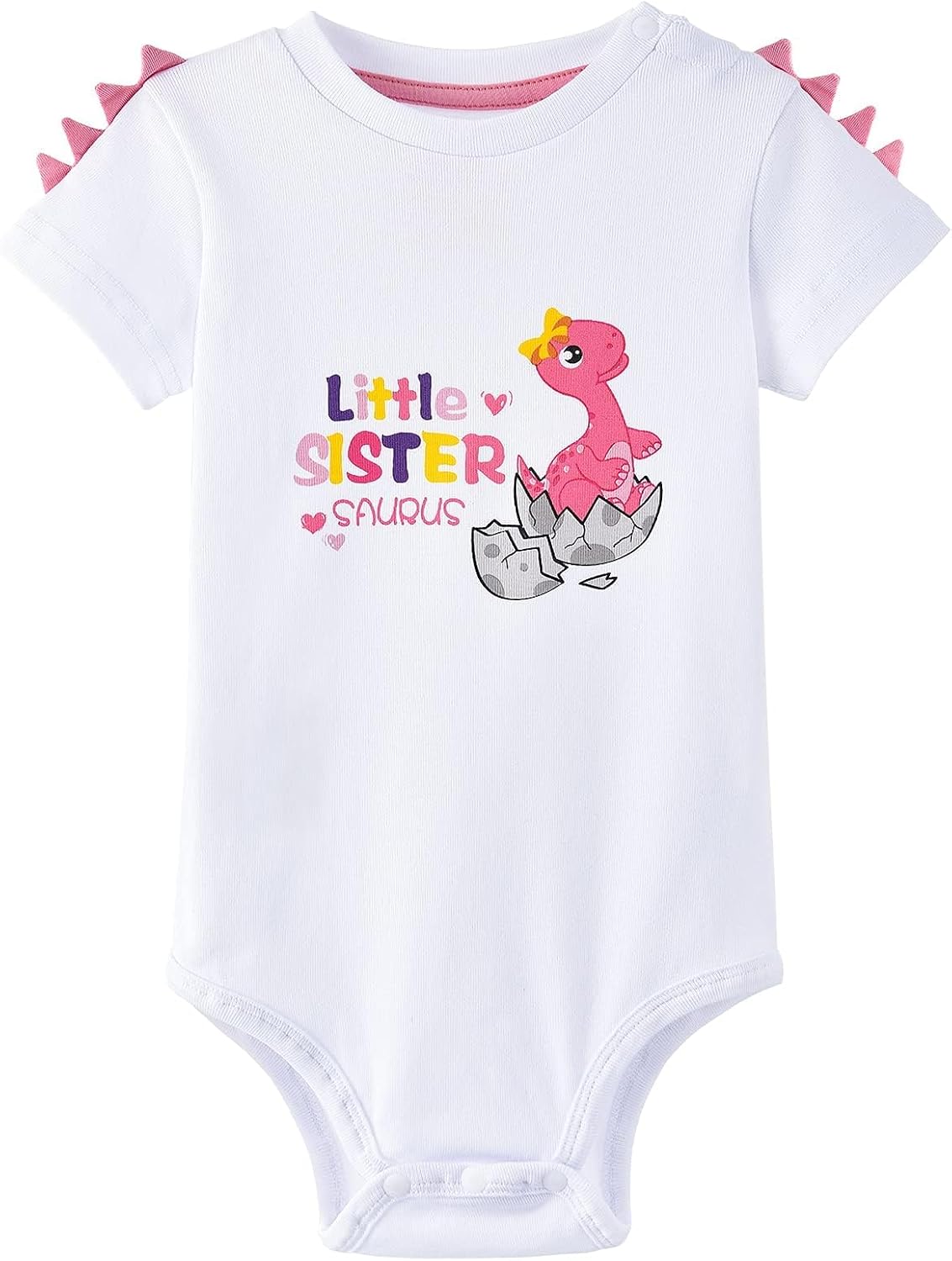 WAWSAM Little Sister Bodysuit Newborn Baby Girls’ Dinosaur Infant Romper Sibling Outfit