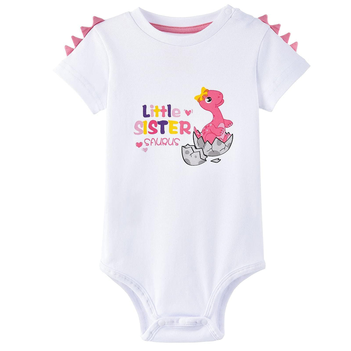 WAWSAM Little Sister Bodysuit Newborn Baby Girls’ Dinosaur Infant Romper Sibling Outfit