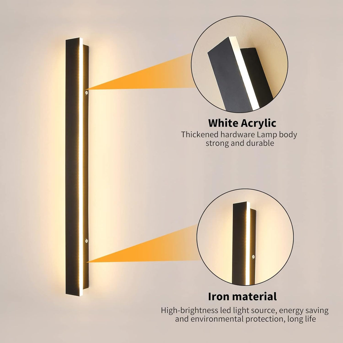 Outdoor LED Wall Light 80cm IP65 3 Colour Modern Strip Garden Lamp Mikeru