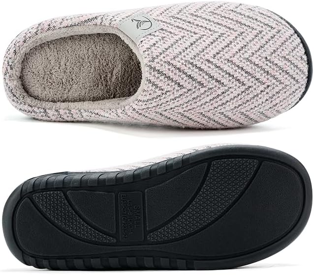 Mens Memory Foam Slippers Knitted Lining Non-Slip Indoor Outdoor Slippers
