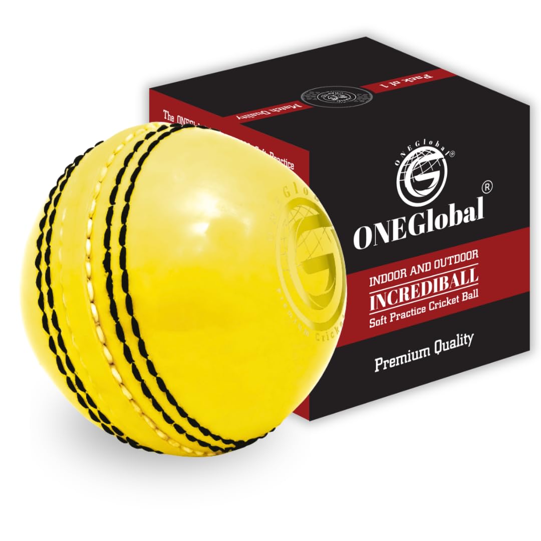 Incrediball Soft Practice Cricket Ball | Outdoor & Indoor Rubber Cricket Ball With Core & Stitched Seam | For Practice, Training & Family Fun | Senior & Junior Size