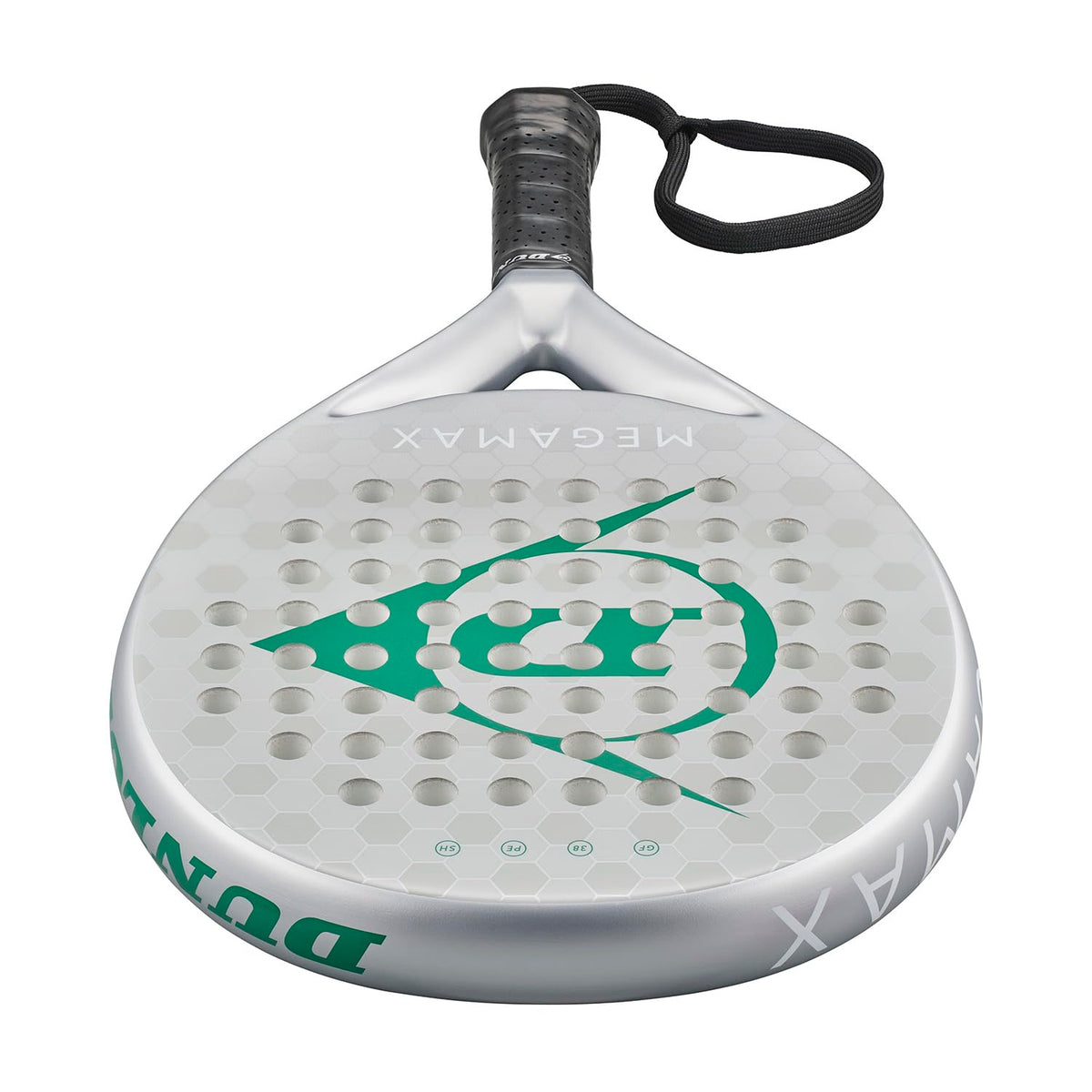 DUNLOP Padel Bat Megamax Silver/Black/Green – Round Shape Graphite Frame – Medium Balance Pro EVA Core – For Beginners