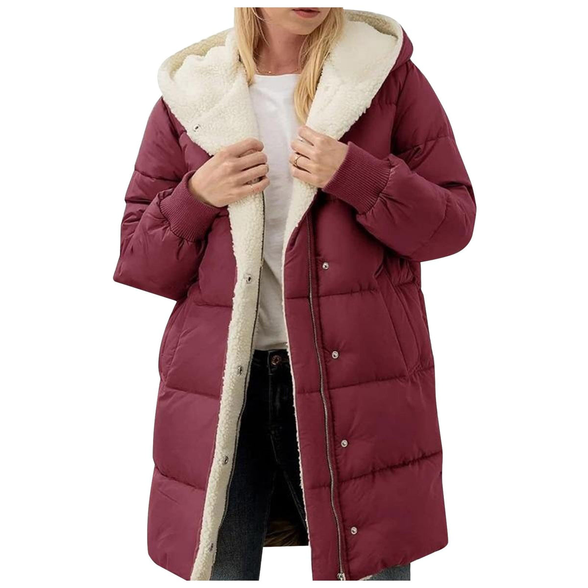 Women's Winter Puffer Jacket - Warm Padded Coat for UK Daily Wear Windproof Outer Loose Casual Fit Lightweight Padded Overcoat Cold Weather Resistant Autumn Outwear Jackets