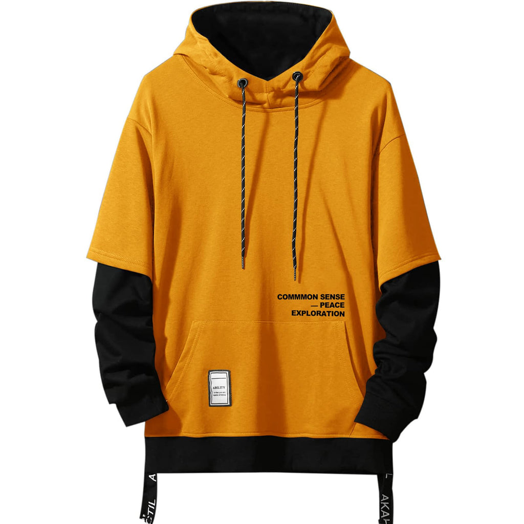 Moshtashio Men's Hoodie Colorblock Pullover Sweatshirt with Design Hip Hop
