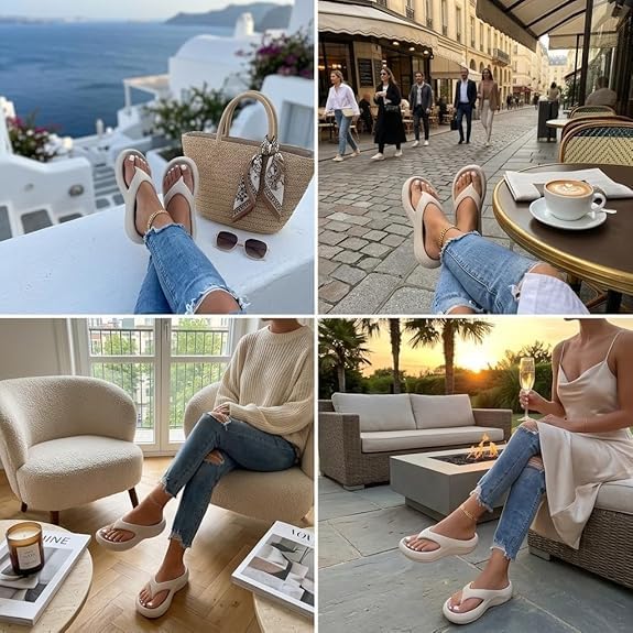 Platform Flip Flops for Women, Arch Support Cushion Thong Sandals, Thick Sole Pillow Slippers, Non-Slip Summer Beach Shoes