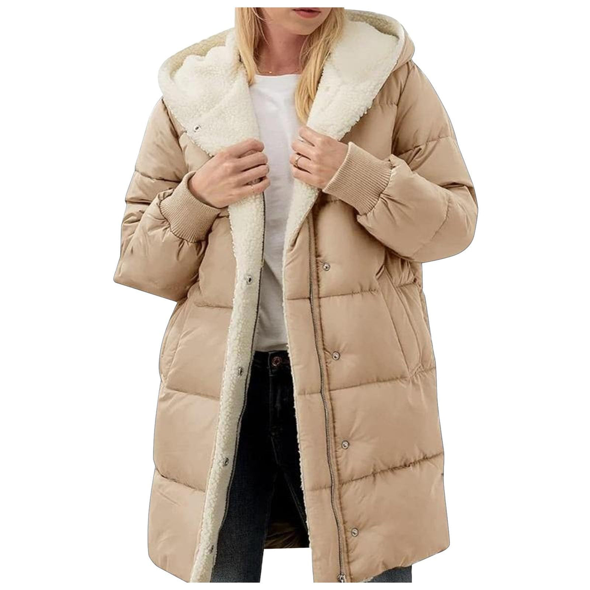 Women's Winter Puffer Jacket - Warm Padded Coat for UK Daily Wear Windproof Outer Loose Casual Fit Lightweight Padded Overcoat Cold Weather Resistant Autumn Outwear Jackets