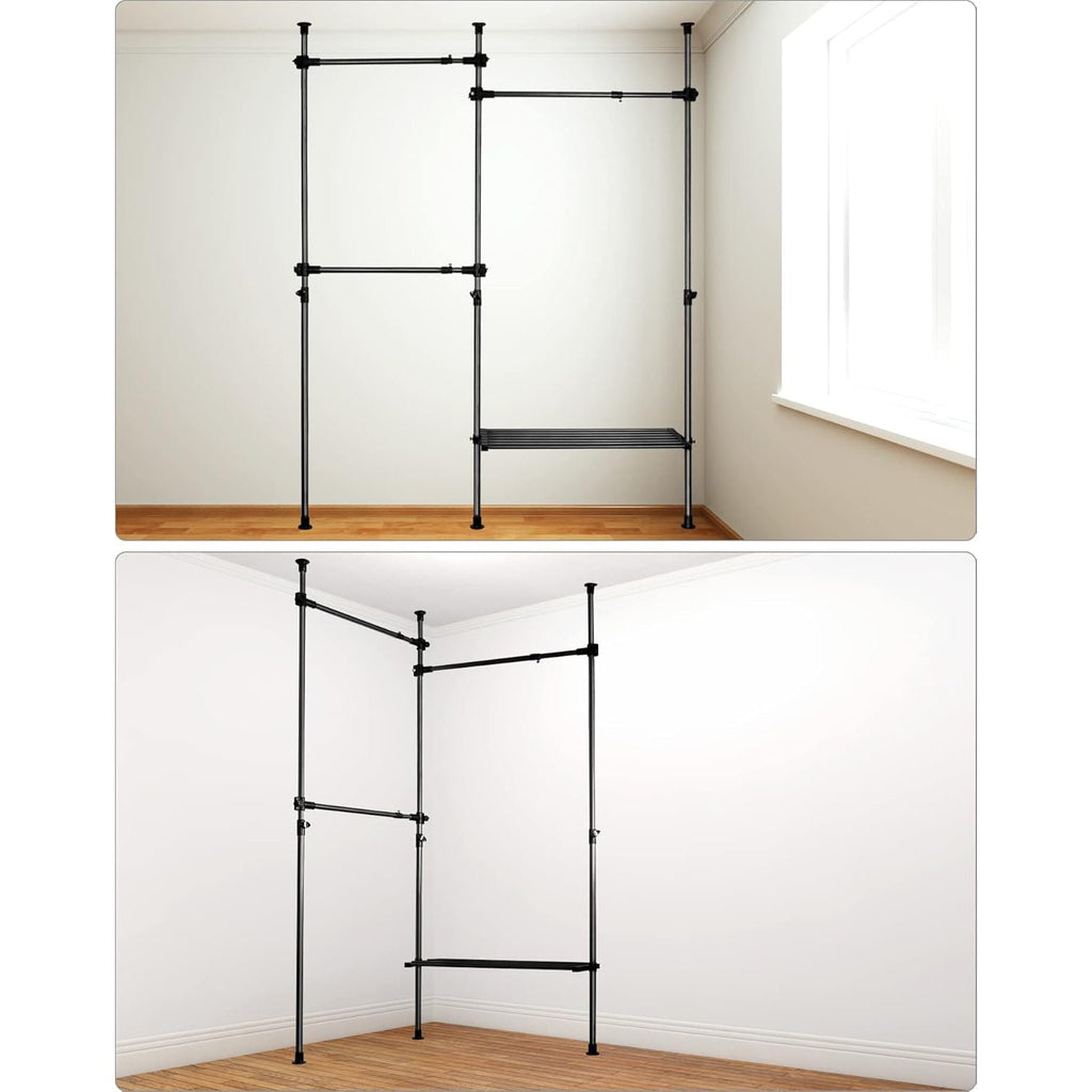 Heavy Duty Clothes Rail Storage System 50kg Garment Rack Open Wardrobe QWORK