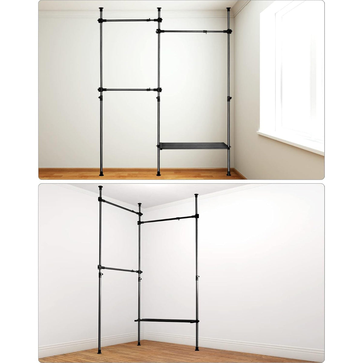 Heavy Duty Clothes Rail Storage System 50kg Garment Rack Open Wardrobe QWORK