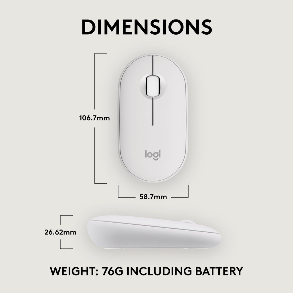Logitech Pebble Mouse 2 M350s Slim Bluetooth Wireless Mouse