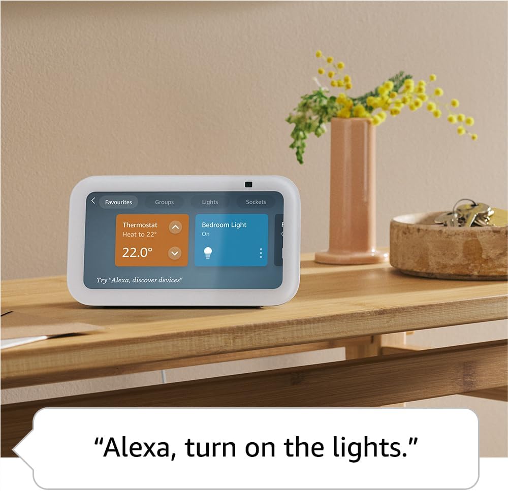 Echo Show 5 (Newest gen), Smart display and alarm clock with clearer sound, Charcoal, with Alexa+ Early Access