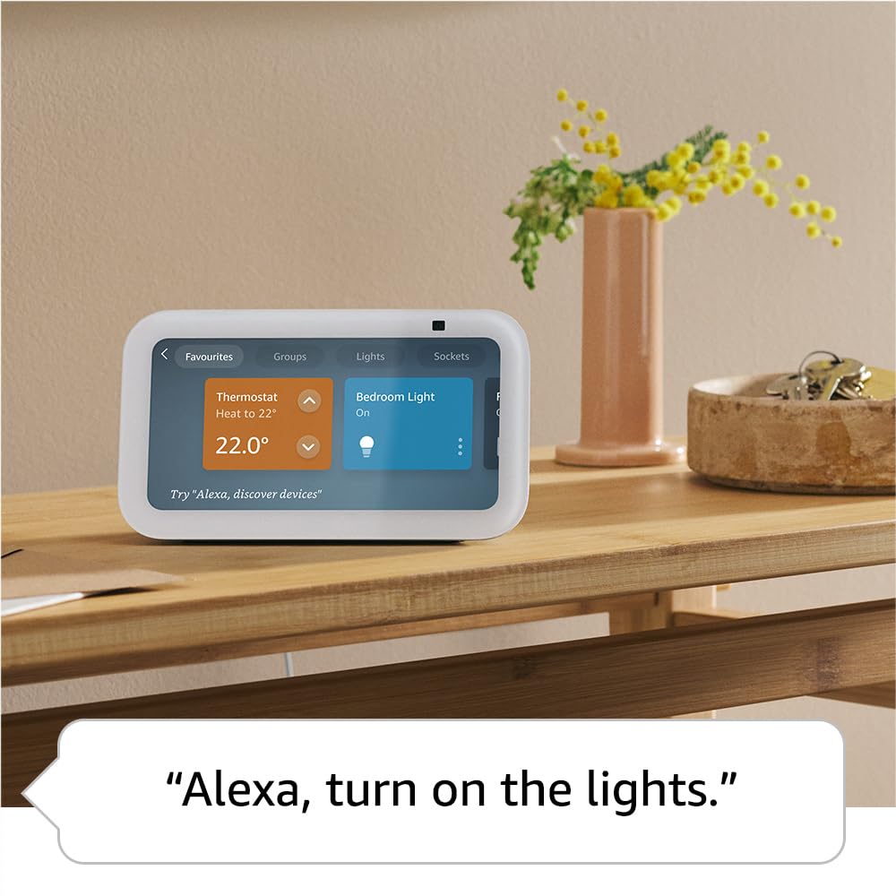 Echo Show 5 (Newest gen), Smart display and alarm clock with clearer sound, Charcoal, with Alexa+ Early Access