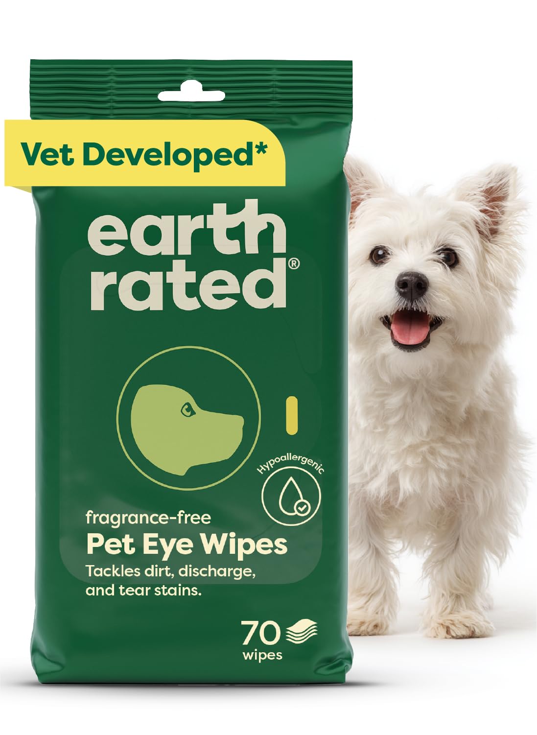 Earth Rated Dog Wipes, Hypoallergenic, Cleaning and Hydrating, for Grooming Paws, Body and Bums, Lavender Scented, 100 Count