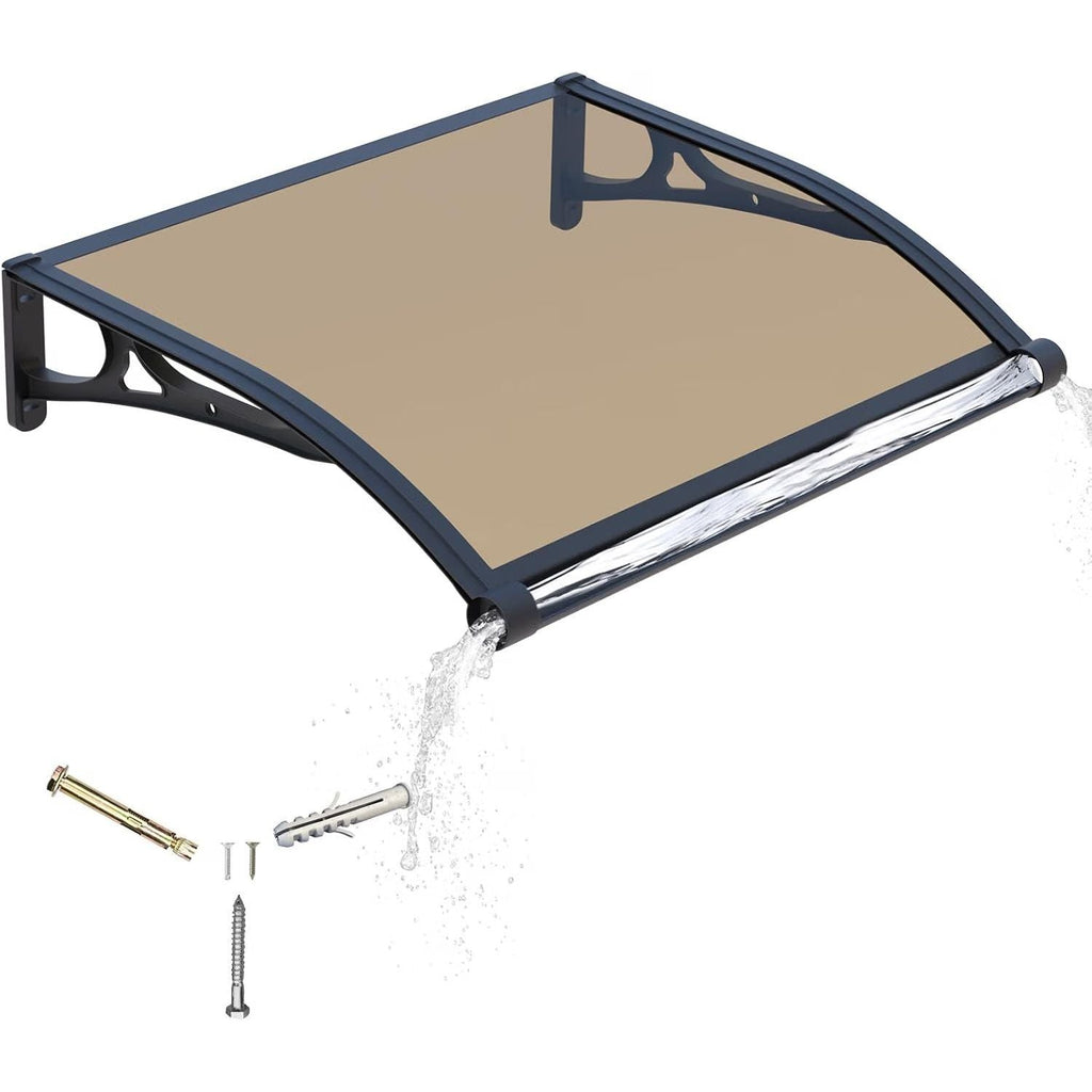 Door Canopy Awning 100x100cm Polycarbonate Aluminium UV Rain Snow Protection