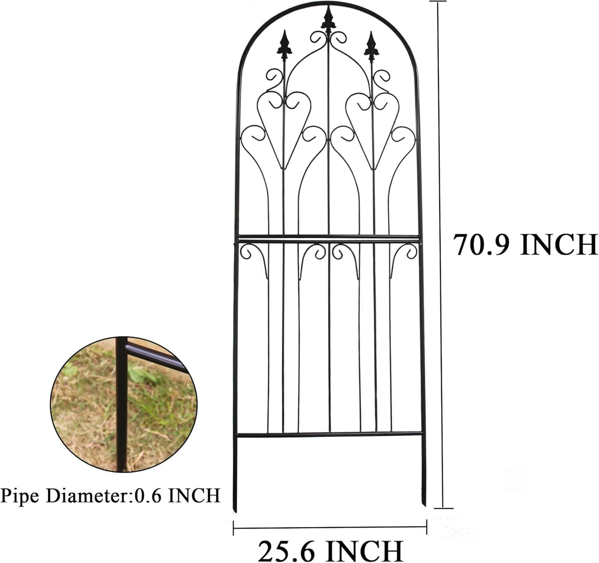 Garden Trellis Metal 180cm Black Rust Resistant Climbing Plant Support SCENDOR