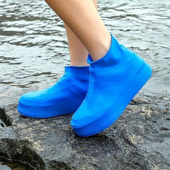 Waterproof Reusable Silicone Shoe Covers, Elastic Non-Slip Overshoes for Rain Mud Travel Commuting Outdoor Protection