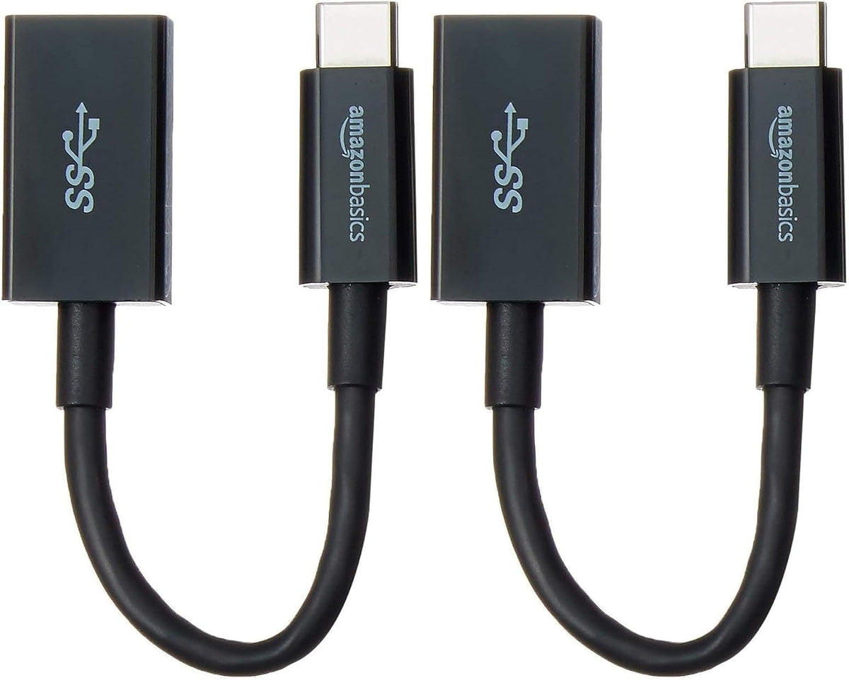 Amazon Basics USB-C (Male) to USB-A (Female) Adapter Cable Converter, USB 3.1 Gen 1, 5Gbps High-Speed, USB-IF Certified, for Laptops, Tablets, Phones (iPhone 16/15), Black