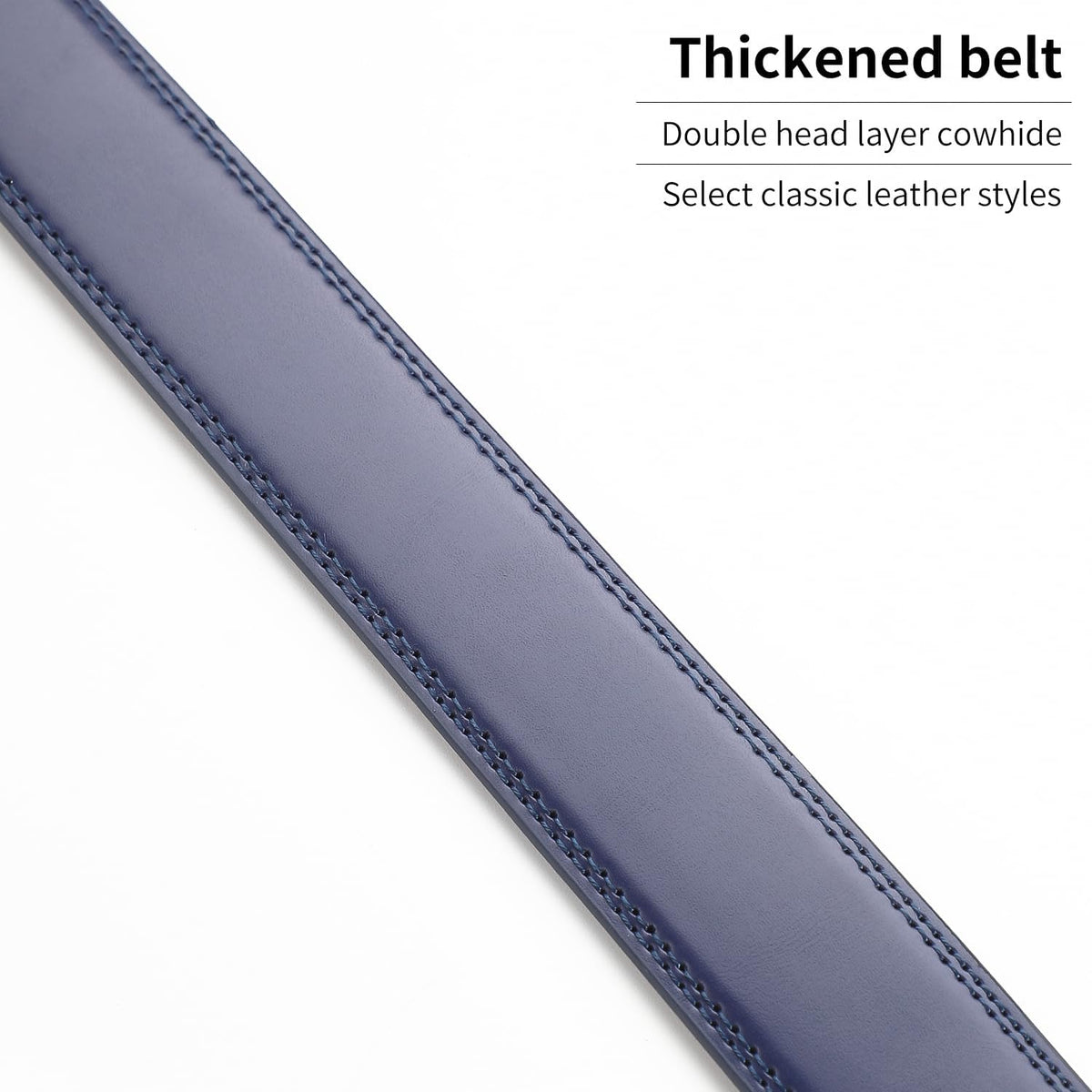 Men's Adjustable Leather Belt Strap & Zinc Alloy Automatic Ratchet Buckle, Customizable for Business Casual & Formal Wear