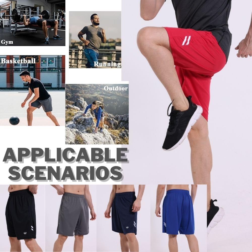 5 Pack Mens Sports Shorts Men's Athletic Shorts with Pockets and Elastic Waistband, Quick Dry Workout Shorts for Men Running Trousers