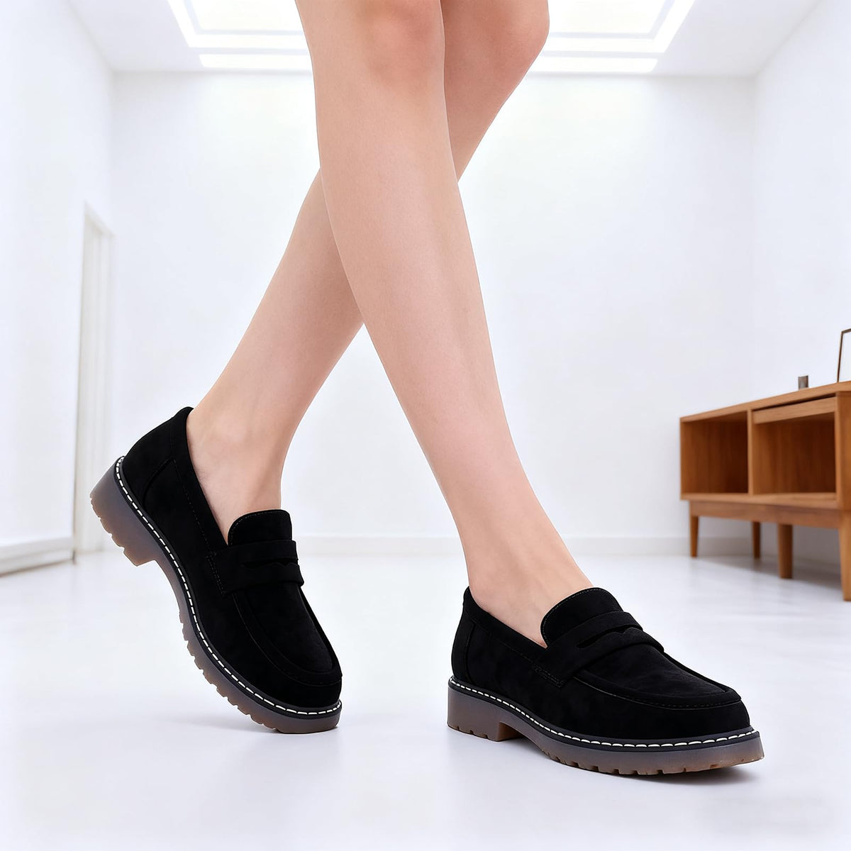Womens Loafers Shoes Platform Chunky Penny Loafer Lug Sole Comfortable Slip On Work Office Business Casual Dressy Fashion Driving Moccasins Women Shoes