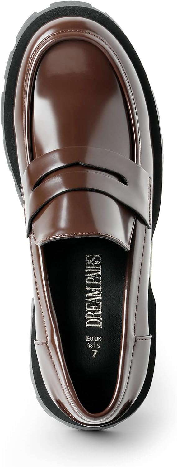 DREAM PAIRS Women's Loafers Lug Sole Slip On