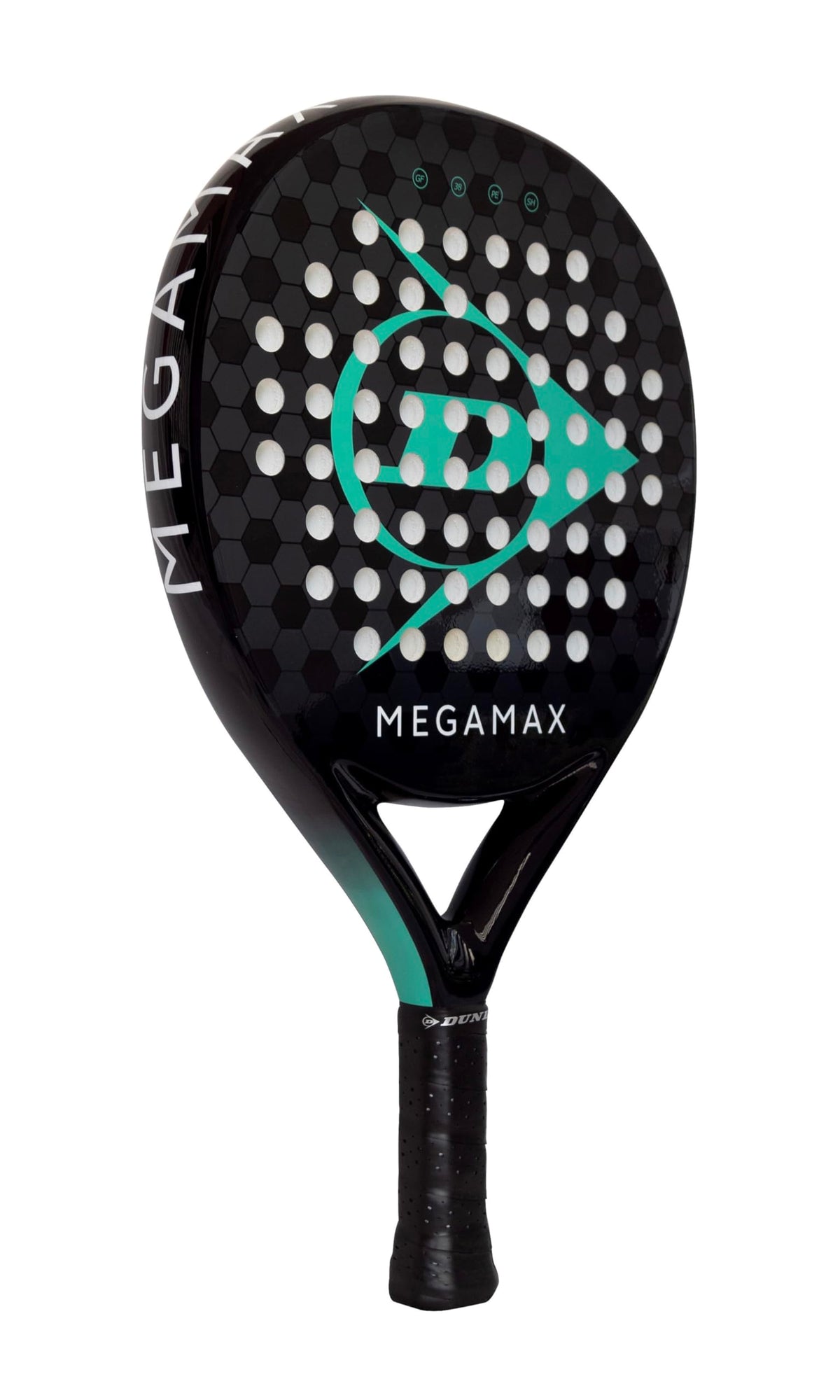 DUNLOP Padel Bat Megamax Silver/Black/Green – Round Shape Graphite Frame – Medium Balance Pro EVA Core – For Beginners