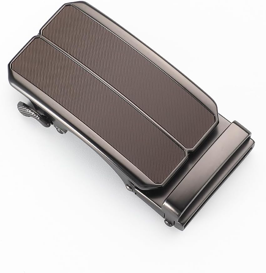 Men's Adjustable Leather Belt Strap & Zinc Alloy Automatic Ratchet Buckle, Customizable for Business Casual & Formal Wear