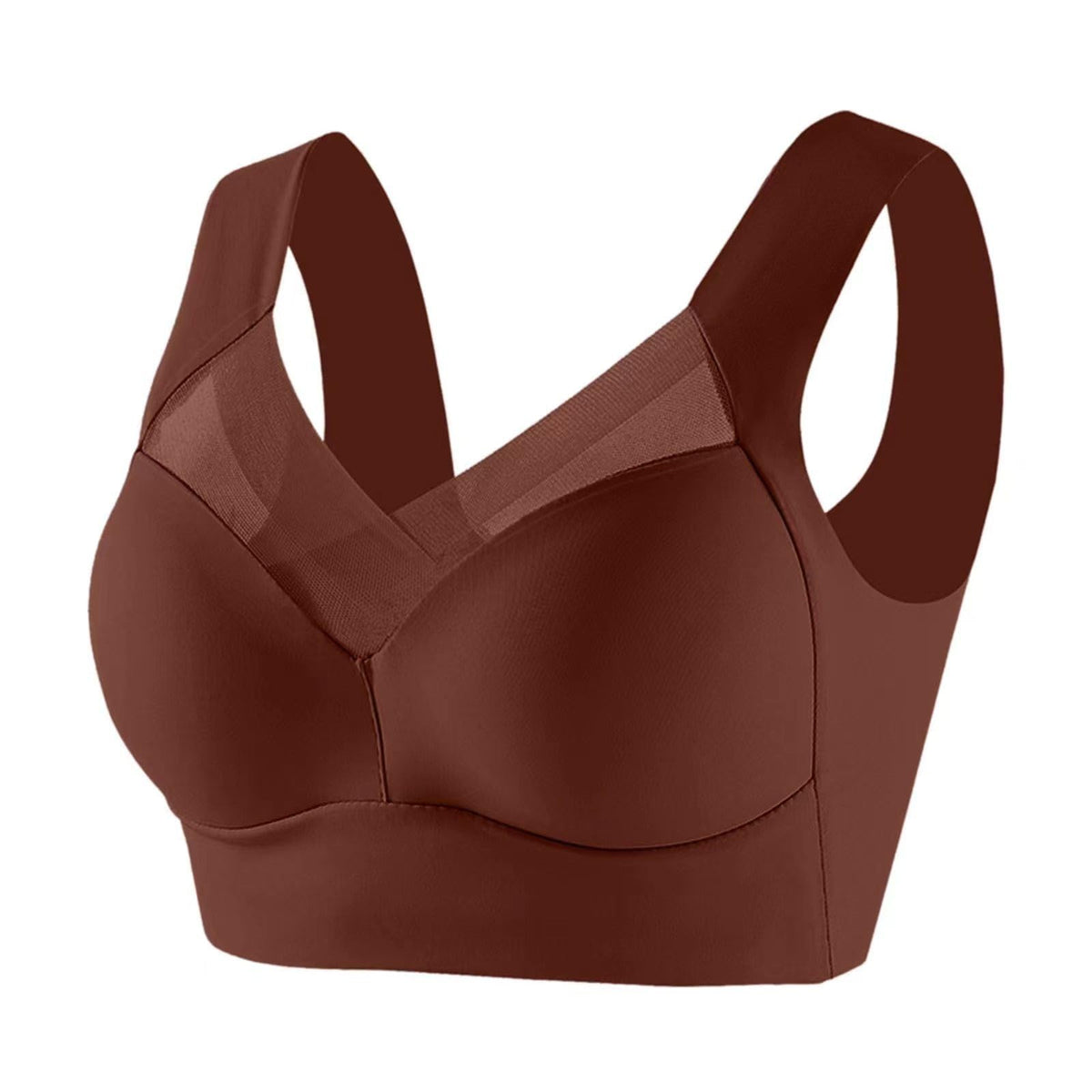 Yinguo Thin Laceless Comfortable Breathability Underwear Large Size Brater Buckle Female Bra V Neck Vest Bralette Wireless Bra Cotton Bra for Women