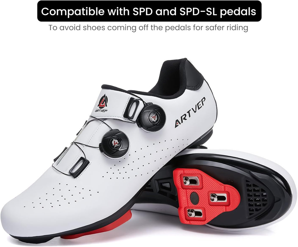 Mens Cycling Shoes Women Road Bikes MTB Shoes Compatible with Look SPD SPD-SL Delta Cleats Compatible with Peloton Shoes Indoor/Outdoor