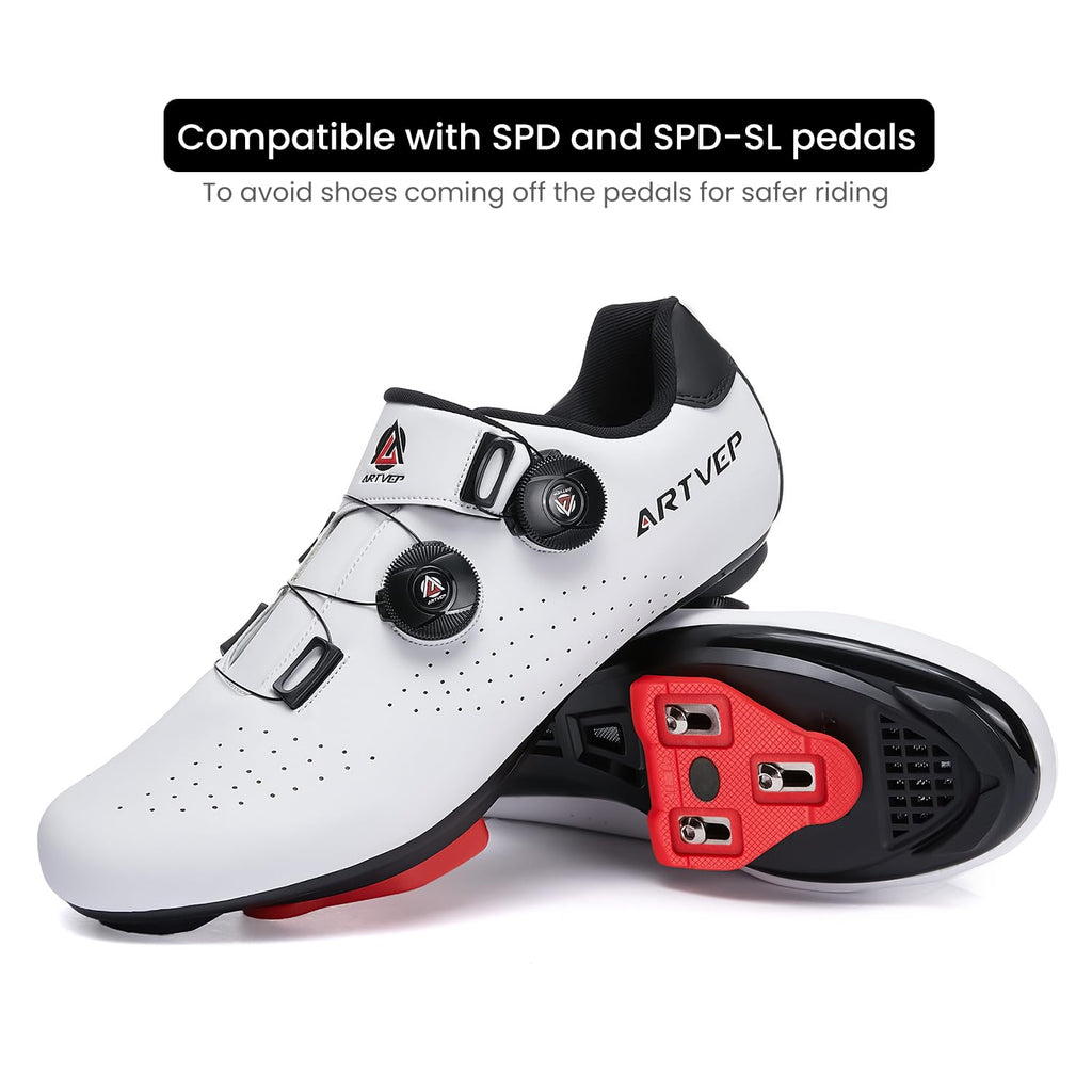 Mens Cycling Shoes Women Road Bikes MTB Shoes Compatible with Look SPD SPD-SL Delta Cleats Compatible with Peloton Shoes Indoor/Outdoor