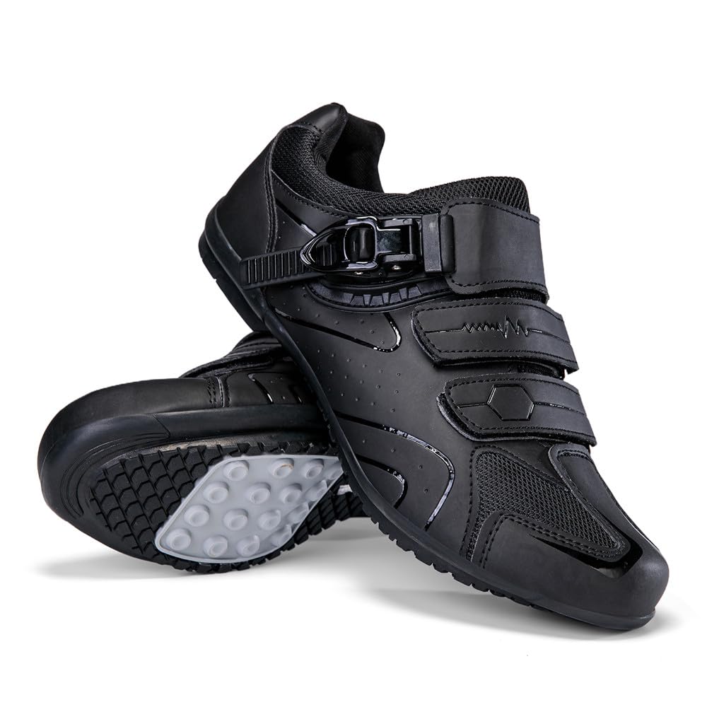 Hixingo Cycling Shoes Flat Mens Womens MTB Bicycle Shoes, Road Bike Anti-Slip Rubber Sole Sneaker Breathable Mountain Bike Shoe Compatible No Cleat, 3.5 to 12 UK