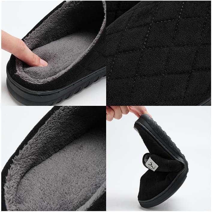 Mens Memory Foam Slippers Knitted Lining Non-Slip Indoor Outdoor Slippers