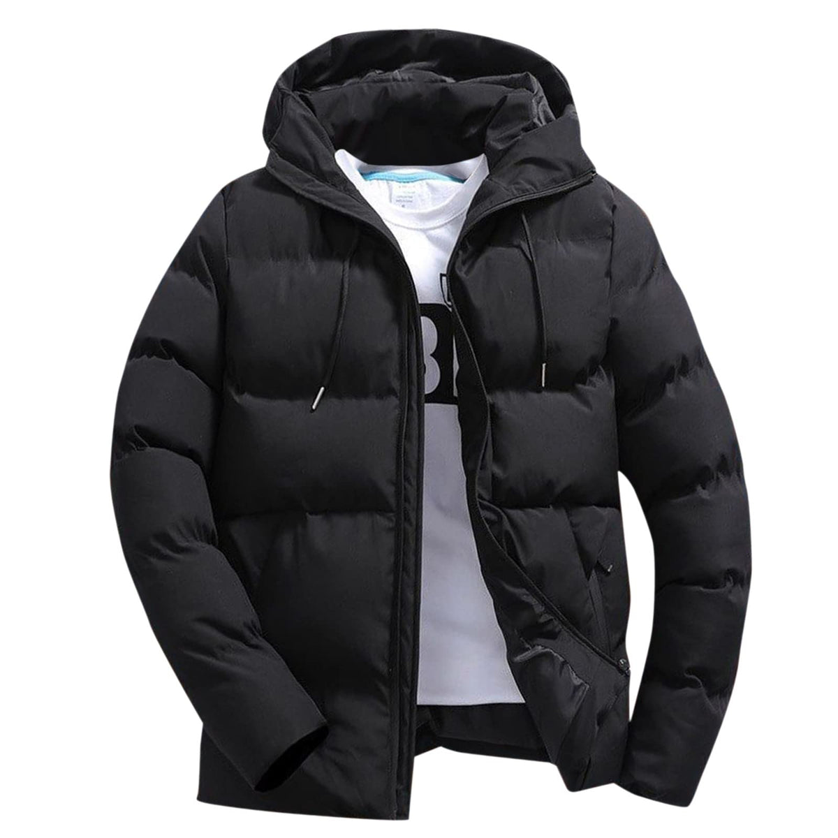 Winter Jackets for Men UK 2026 Thermal Warm Waterproof Zip Up Cargo Puffer Coats Outwear with Hood Cargo Fleece Jacket With Pockets Casual Pullover Work Plain Comfortable Sweatshirts