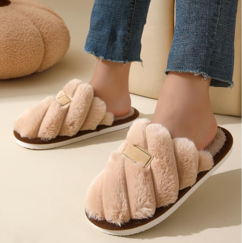 Women's Slippers Plush Warm Indoor Bedroom House Shoes