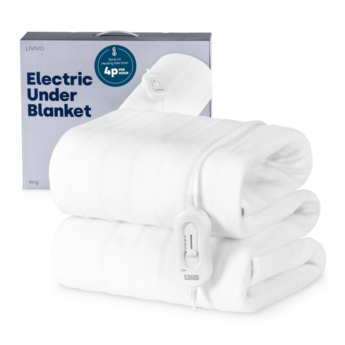 LIVIVO Electric Blanket King Size - Heated Underblanket for Bed - 165x137cm