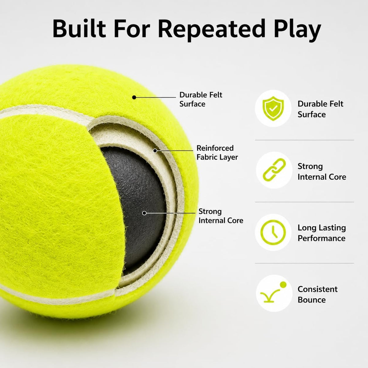 3 Pack Multi-Use Tennis Balls with Mesh Carry Pouch