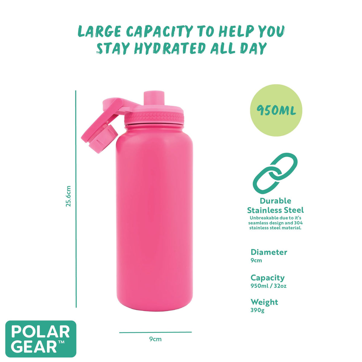 Polar Gear Insulated Water Bottle with Flip Straw - 800ml Wine